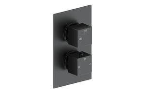 Galaxy Thermostatic Single Outlet Twin Shower Valve - Matt Black